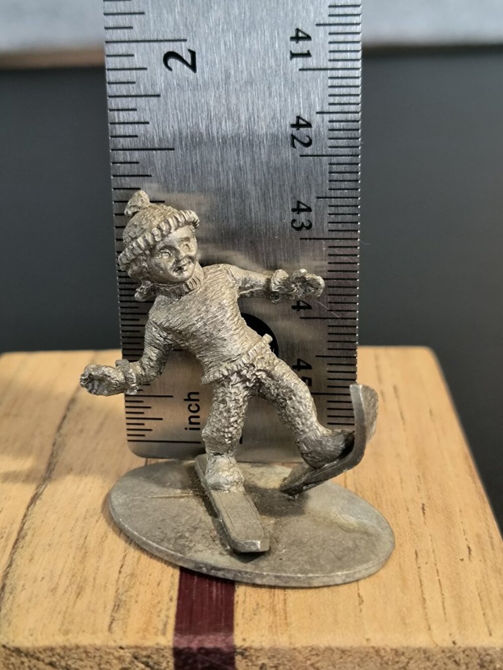Vintage 1979 Spoontiques Pewter Skier Figurine Skiing Ski Decor